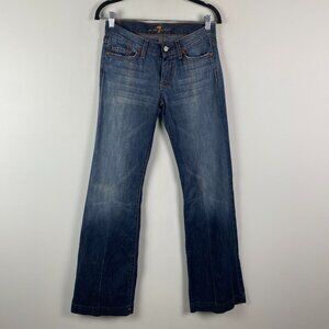 7 For All Mankind Dojo Flare Jeans Size 27 Y2K Low Rise Cotton Distressed
